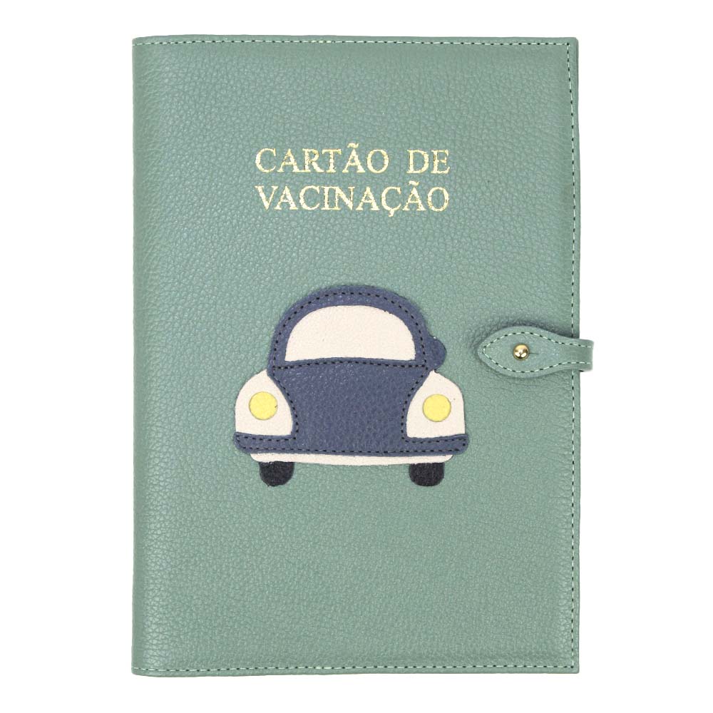 Porta Cartão de Vacina Little Car em Couro Personalizado