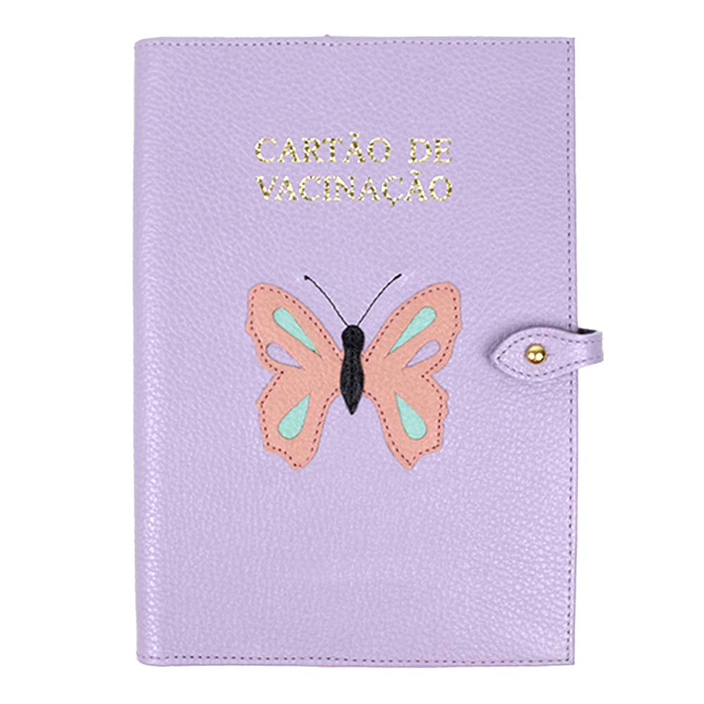 Porta Cartão de Vacina Borboleta + Caderneta de Saúde Impressa em Couro Personalizado