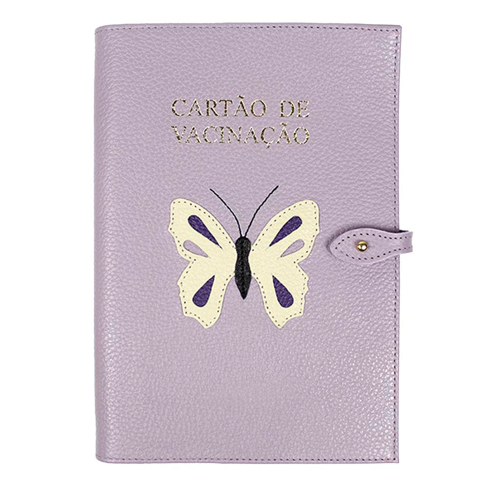 Porta Cartão de Vacina Borboleta + Caderneta de Saúde Impressa em Couro Personalizado