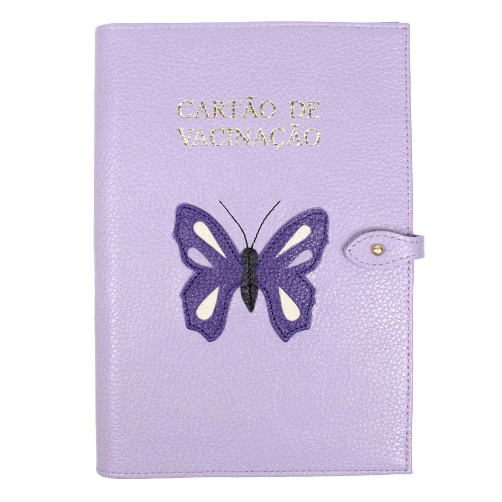 Porta Cartão de Vacina Borboleta + Caderneta de Saúde Impressa em Couro Personalizado