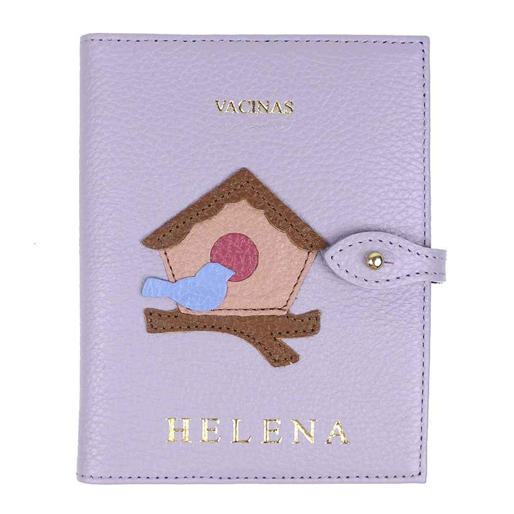 Porta Mini Cartão de Vacina - Modelo Einstein Little Bird em Couro Personalizado