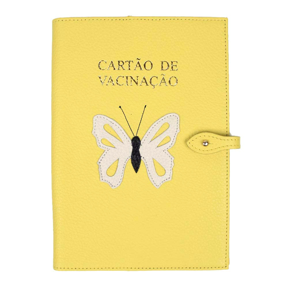 Porta Cartão de Vacina Borboleta + Caderneta de Saúde Impressa em Couro Personalizado