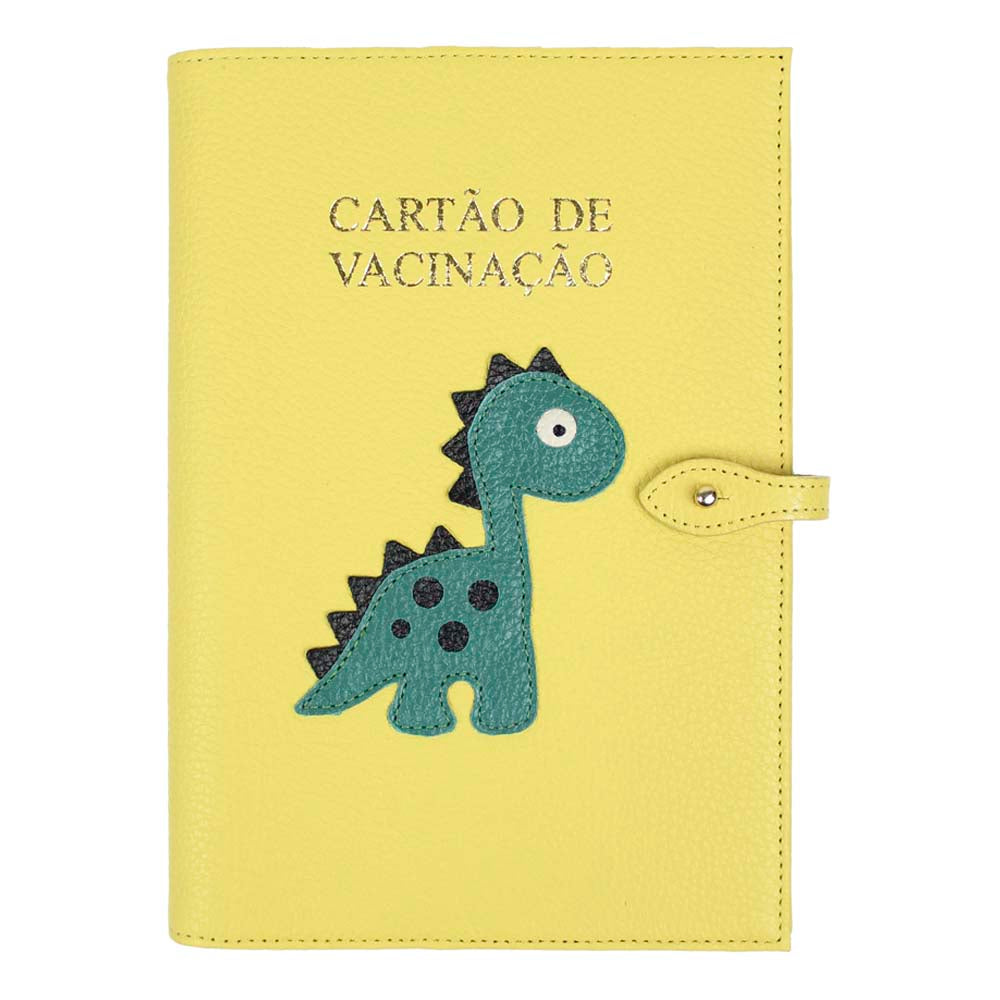 Porta Cartão de Vacina Little Dino + Caderneta de Saúde Impressa em Couro Personalizado