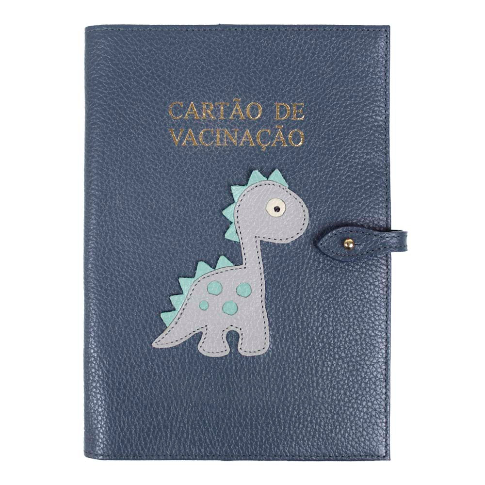 Porta Cartão de Vacina Little Dino + Caderneta de Saúde Impressa em Couro Personalizado