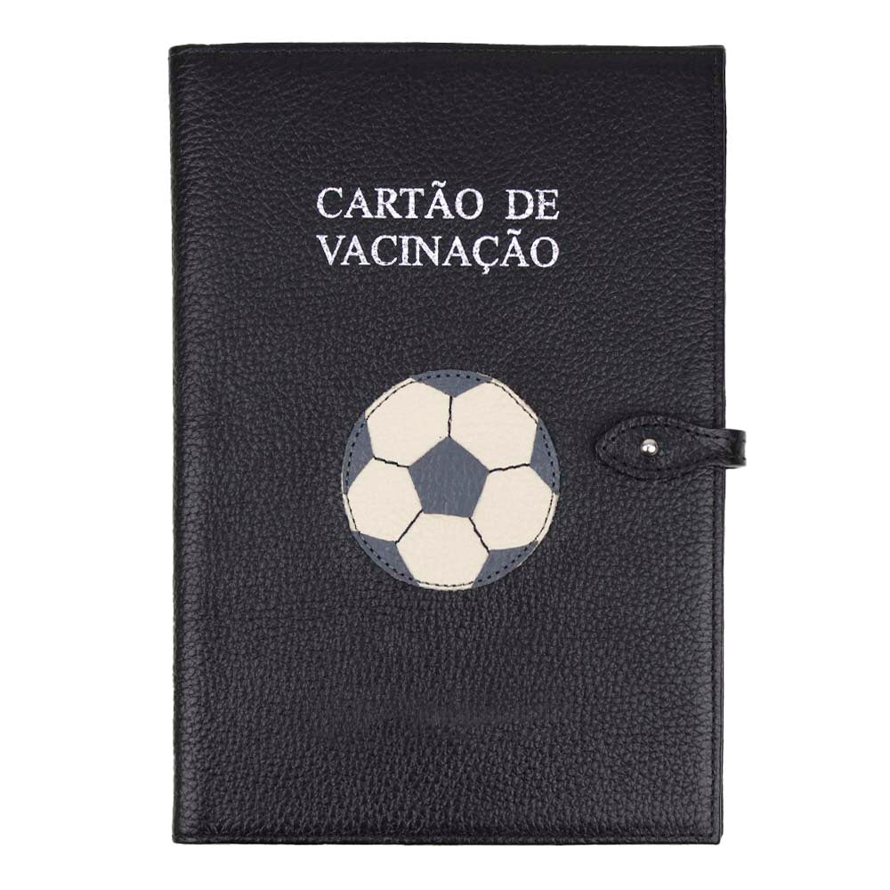 Porta Cartão de Vacina Bola de Futebol em Couro Personalizada