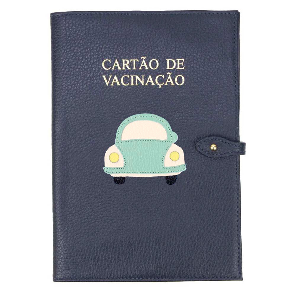 Porta Cartão De Vacina Little Car Marinho liso com Menta Liso Pronta Entrega