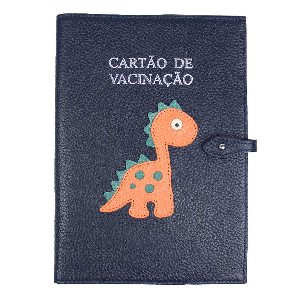 Porta Cartão de Vacina Little Dino + Caderneta de Saúde Impressa em Couro Personalizado