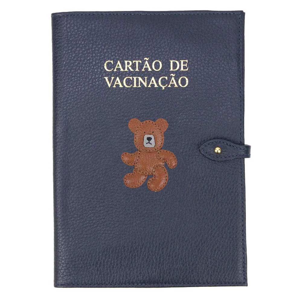 Porta Cartão de Vacina Urso Teddy Marinho Liso com Caramelo Liso Pronta Entrega