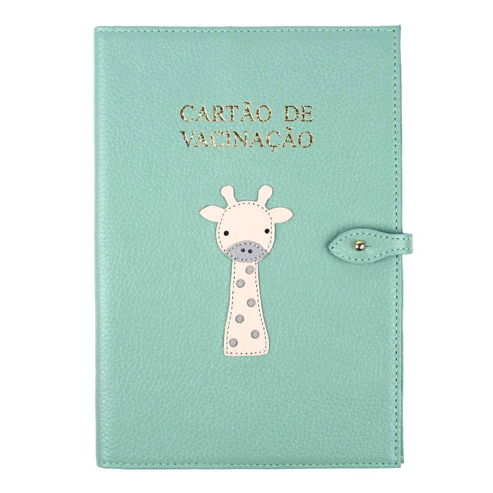 Porta Cartão de Vacina Girafinha Masculino em Couro Personalizado