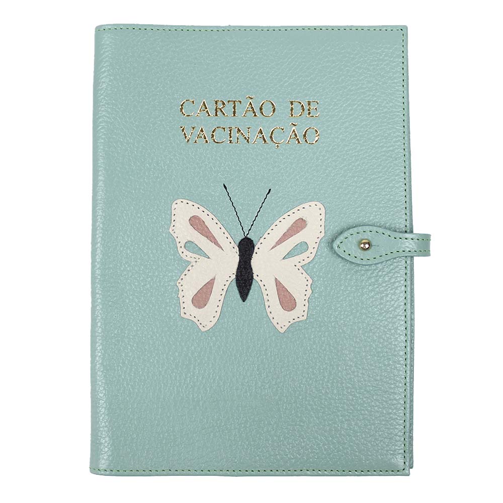 Porta Cartão de Vacina Borboleta + Caderneta de Saúde Impressa em Couro Personalizado