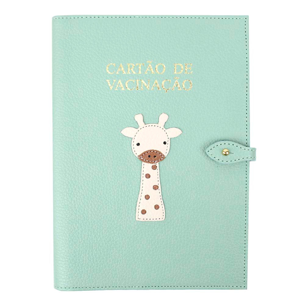 Porta Cartão de Vacina Girafinha Masculino em Couro Personalizado
