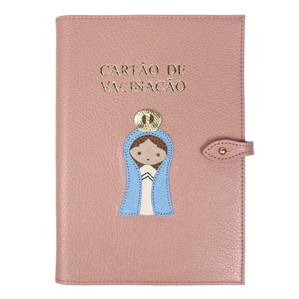 Porta Cartão de Vacina Nossa Senhora + Caderneta de Saúde Impressa em Couro Personalizado