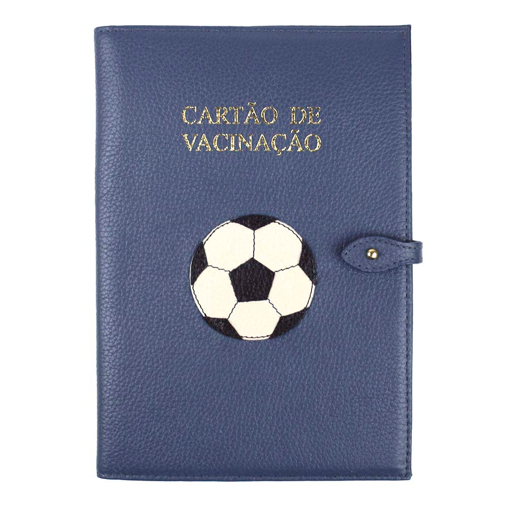 Porta Cartão de Vacina Bola de Futebol + Caderneta de Saúde Impressa em Couro Personalizado