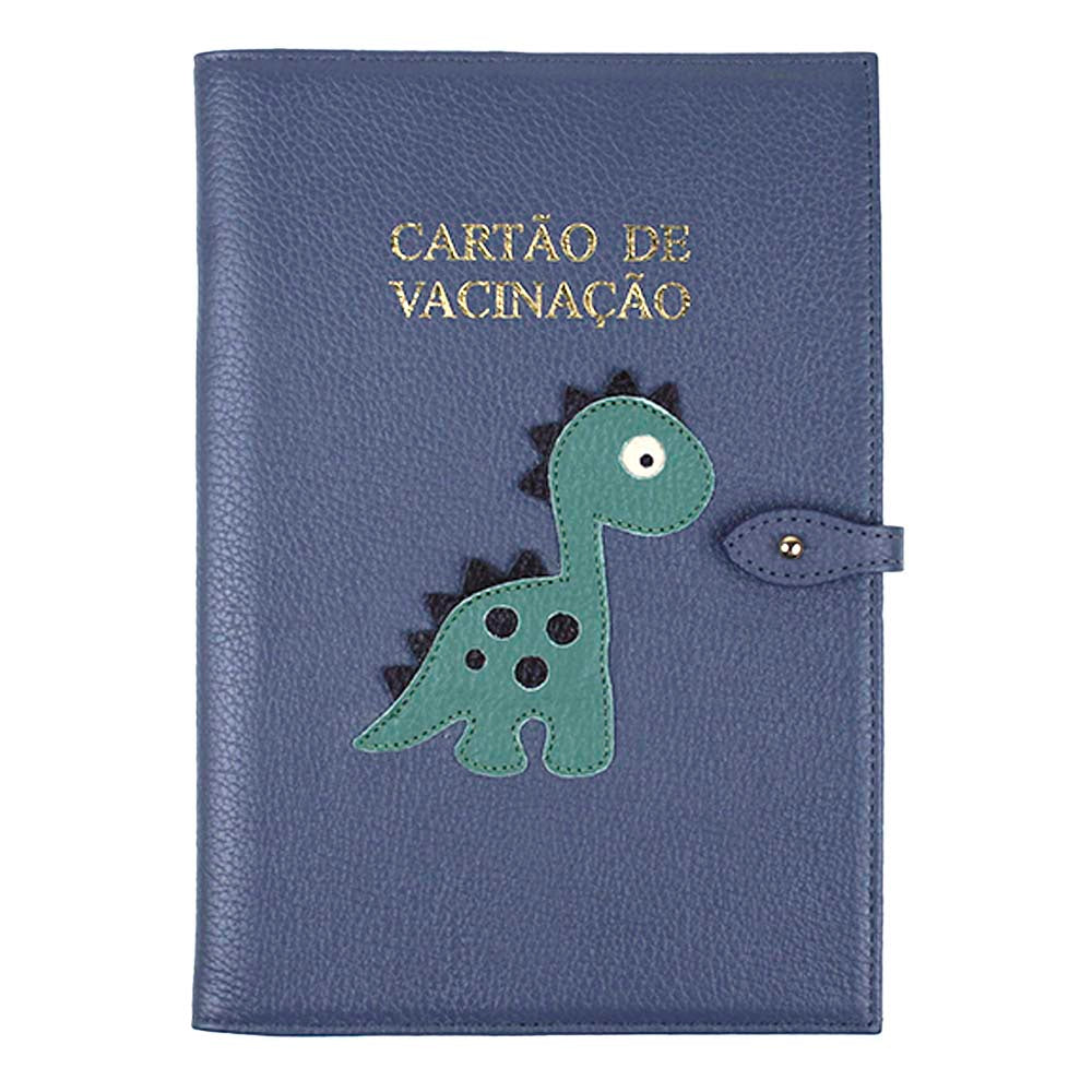 Porta Cartão de Vacina Little Dino + Caderneta de Saúde Impressa em Couro Personalizado