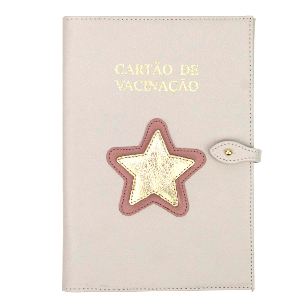 Porta Cartão de Vacina Estrela em Couro Personalizado
