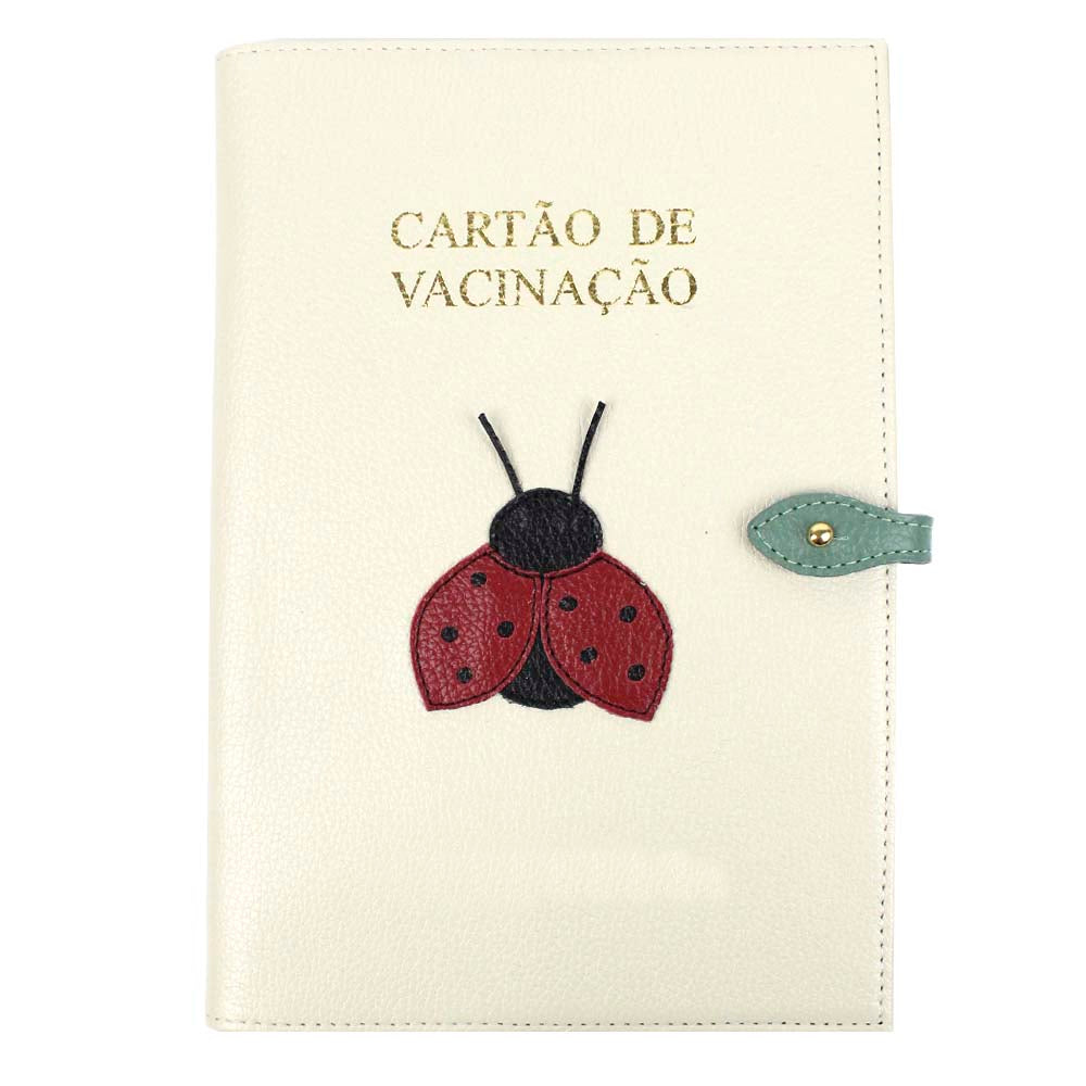 Porta Cartão de Vacina Joaninha em Couro Personalizado