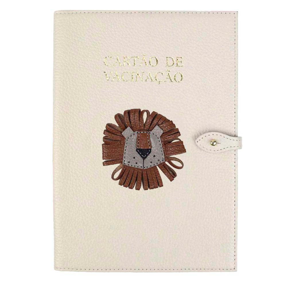 Porta Cartão de Vacina Leão Alceu + Caderneta de Saúde Impressa em Couro Personalizado