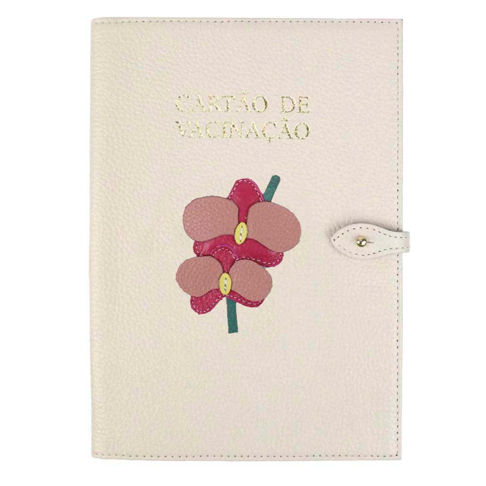 Porta Cartão de Vacina Orquídea Dupla Off White Liso com Cciclete e Algodão Doce Liso Pronta Entrega