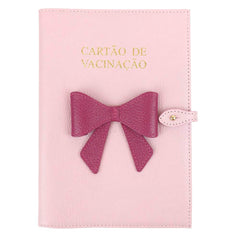 Porta Cartão de Vacina Laço Coquette + Caderneta de Saúde Impressa em Couro Personalizado