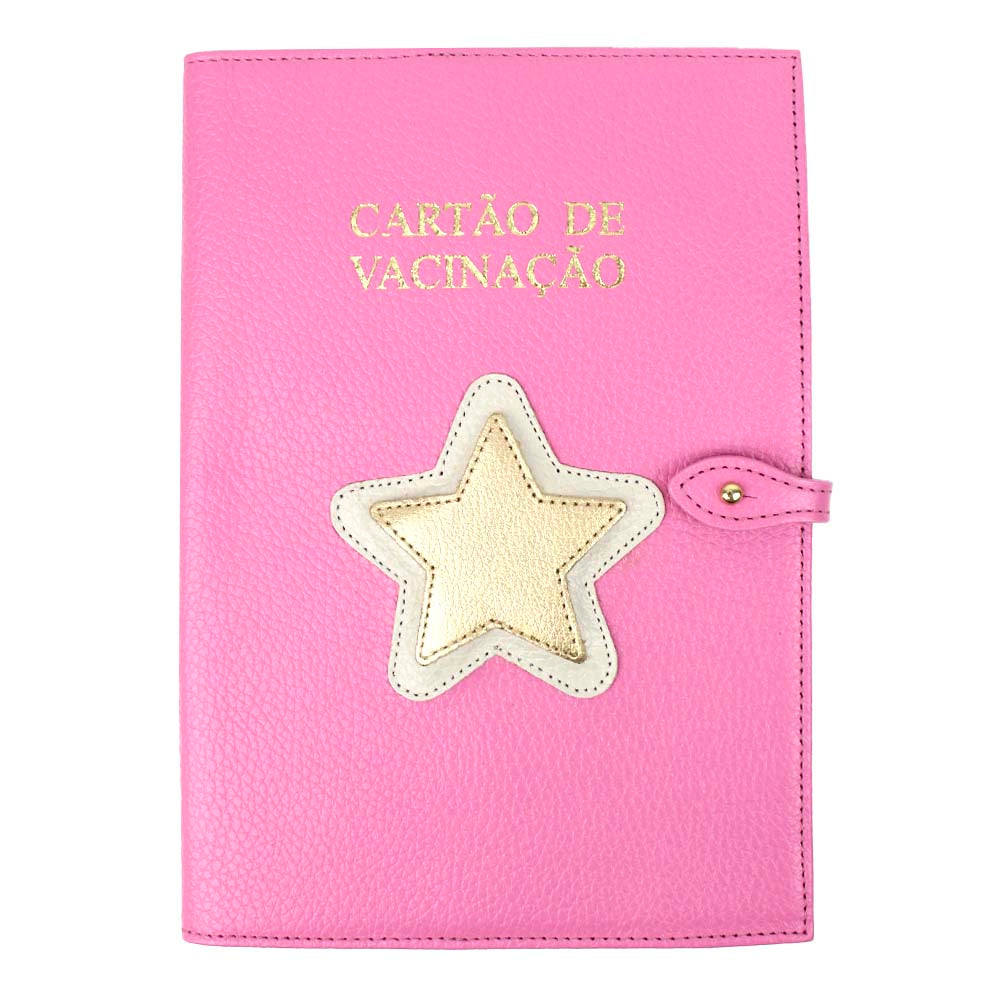 Porta Cartão de Vacina Estrela em Couro Personalizado