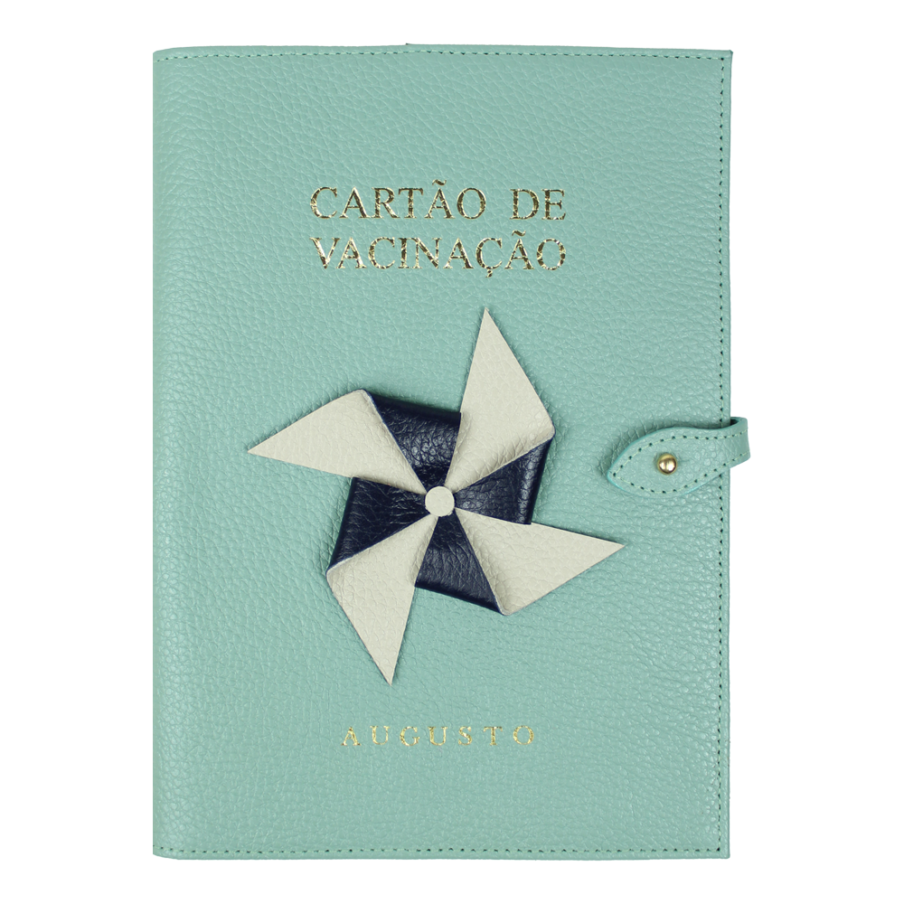 Porta Cartão de Vacina Catavento + Caderneta de Saúde Impressa em Couro Personalizado