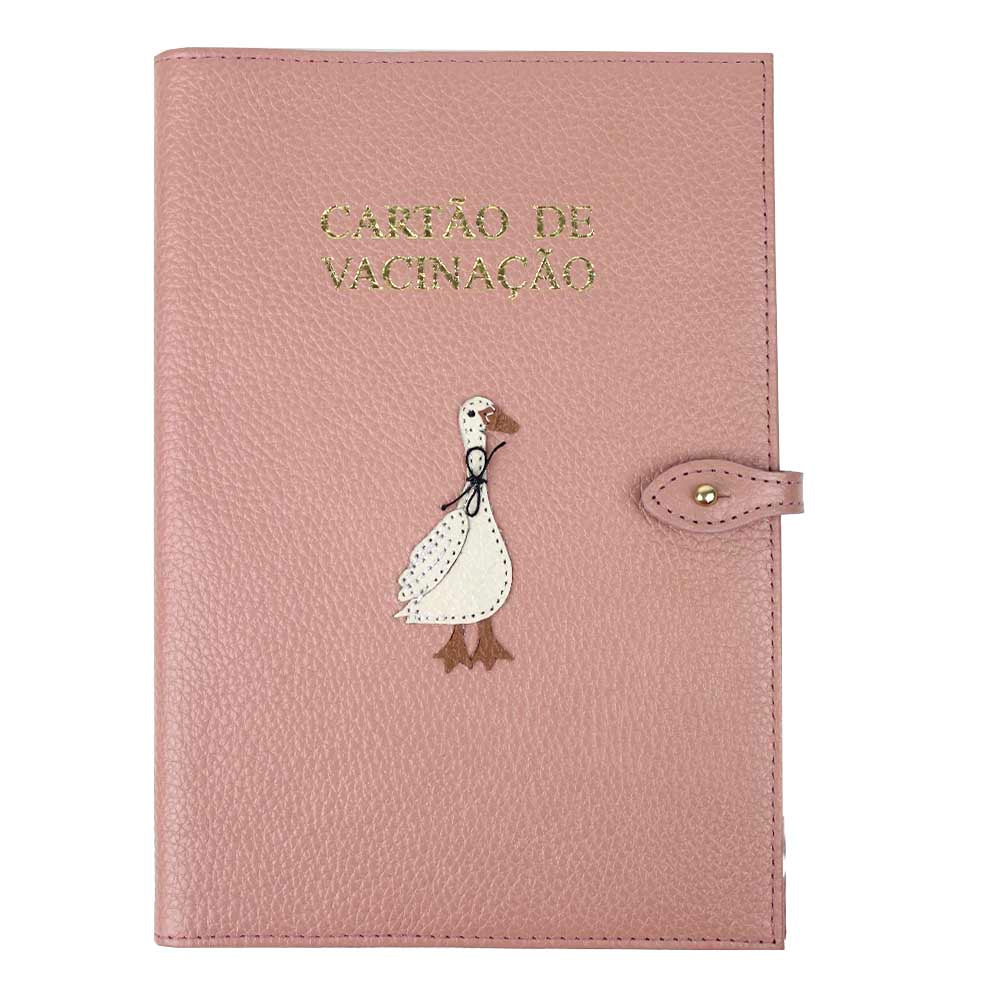 Porta Cartão de Vacina Ganso em Couro Personalizado
