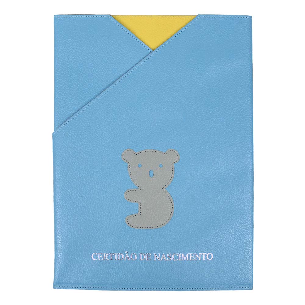 Porta Certidão de Nascimento Little Koala em Couro Personalizado