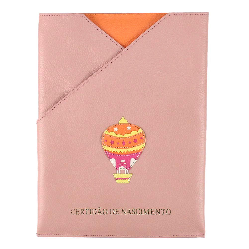 Porta Certidão de Nascimento Balão Sarah em Couro Personalizado