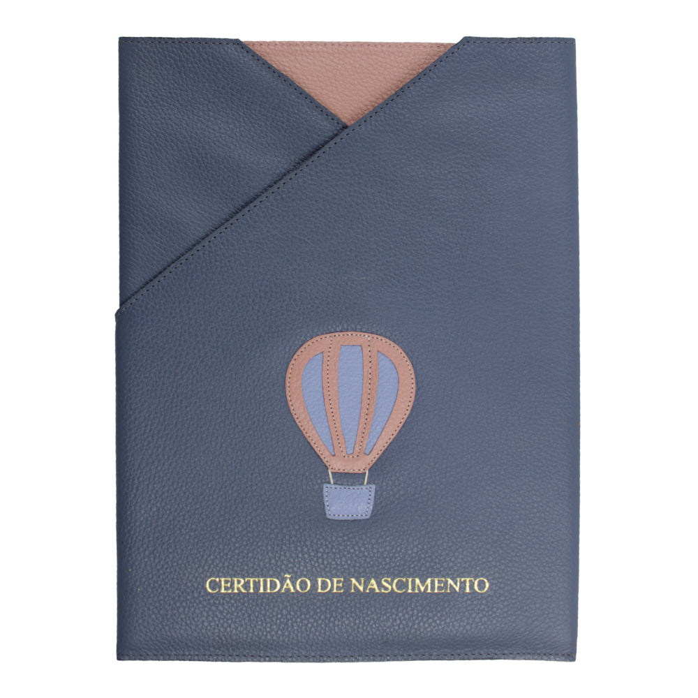 Porta Certidão de Nascimento Little Ballon em Couro Personalizada