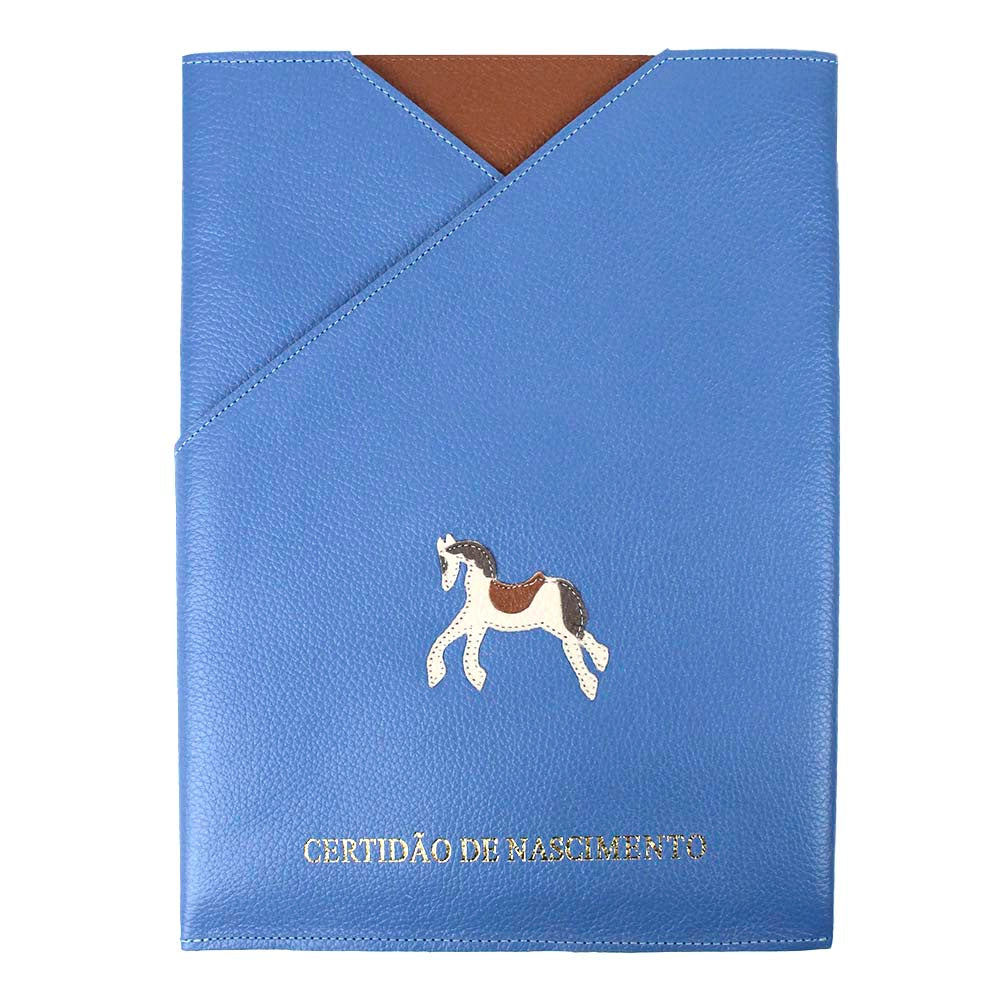 Porta Certidão de Nascimento Cavalo Joca em Couro Personalizado