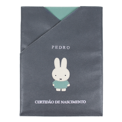 Porta Certidão de Nascimento Petit Lapin em Couro Personalizado
