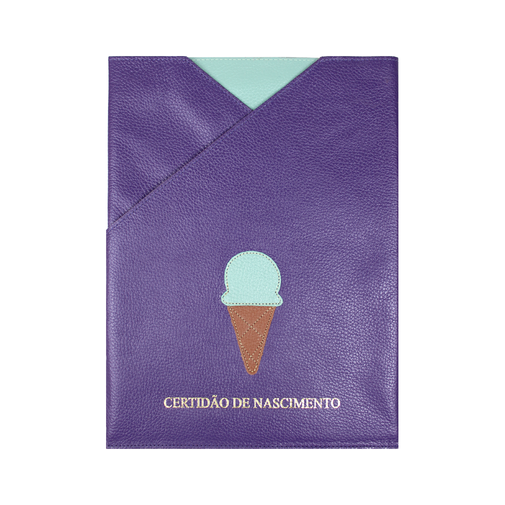 Porta Certidão de Nascimento Gelato em Couro Personalizado