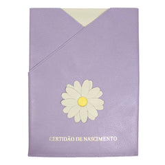 Porta Certidão de Nascimento Margarida em Couro Personalizado