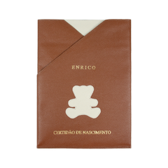 Porta Certidão de Nascimento Little Bear em Couro Personalizado