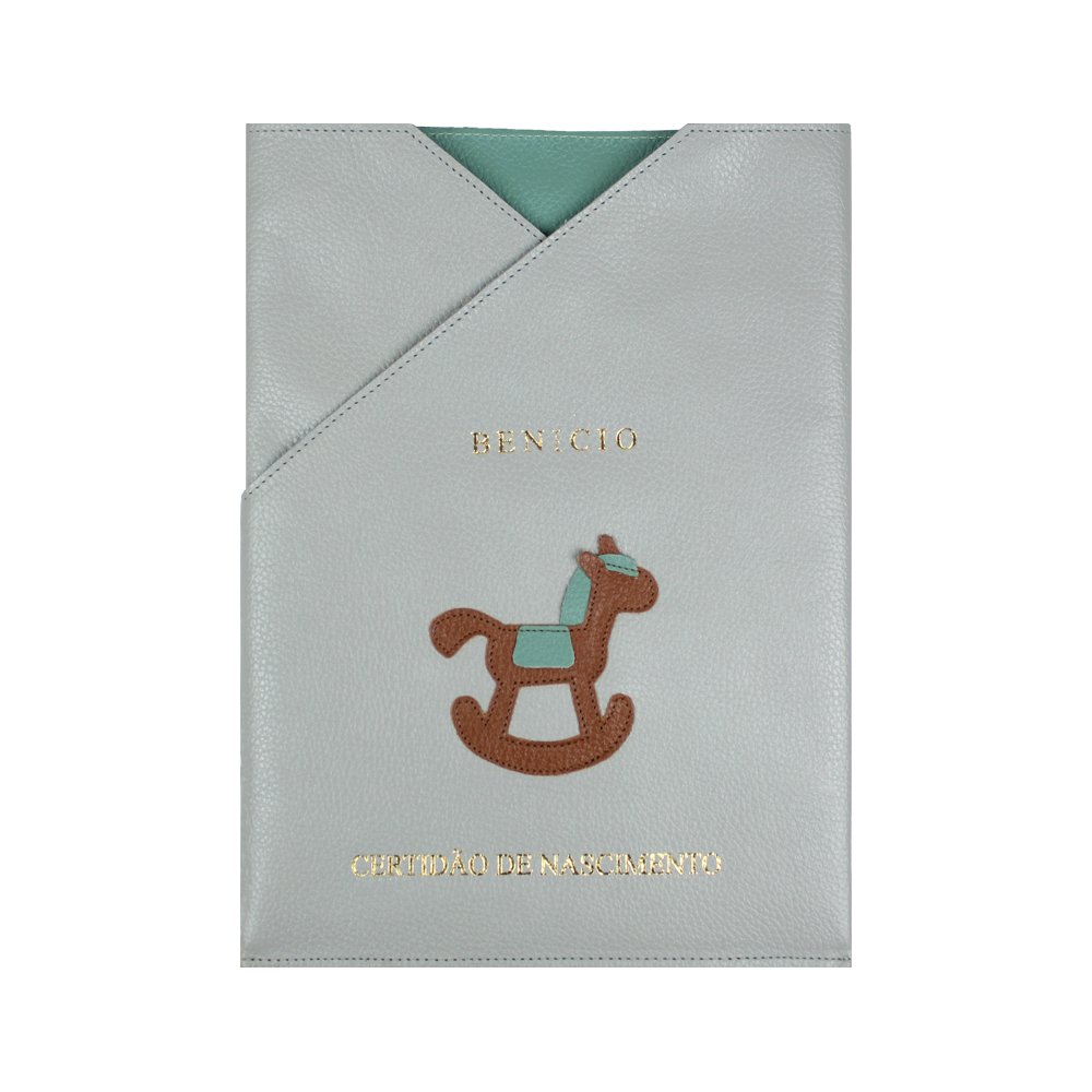 Porta Certidão de Nascimento Little Horse em Couro Personalizado