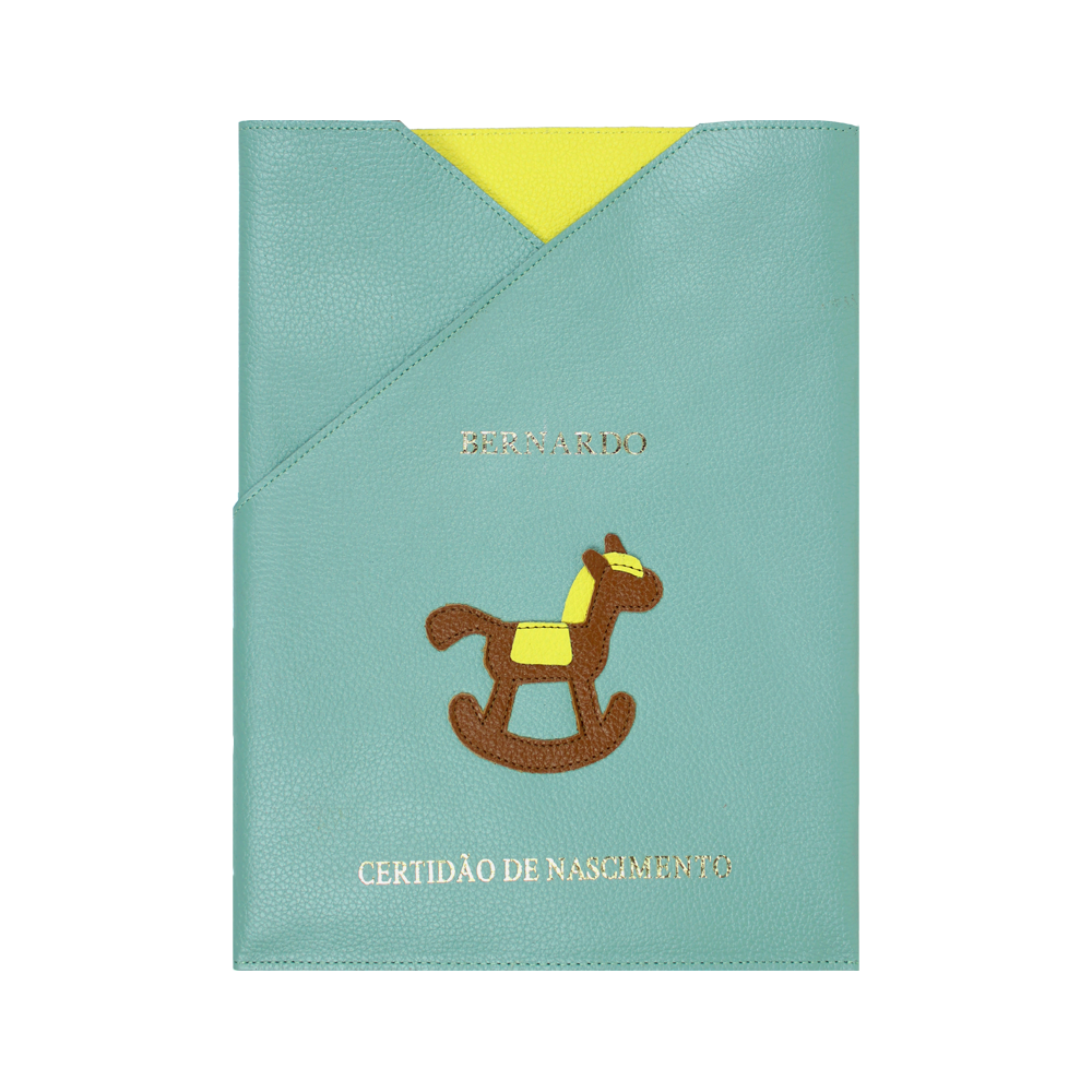 Porta Certidão de Nascimento Little Horse em Couro Personalizado