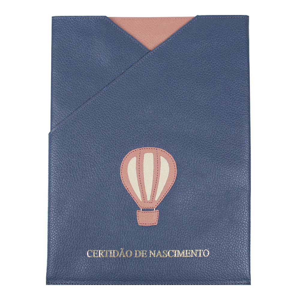 Porta Certidão de Nascimento Little Ballon em Couro Personalizada