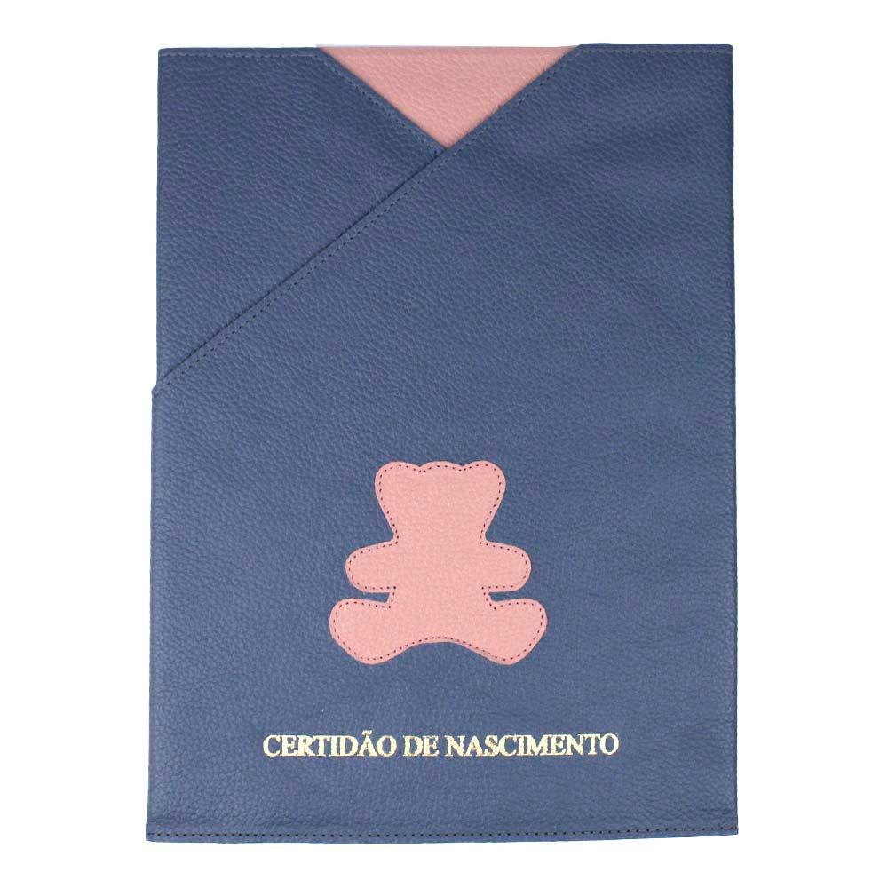 Porta Certidão de Nascimento Little Bear em Couro Personalizado