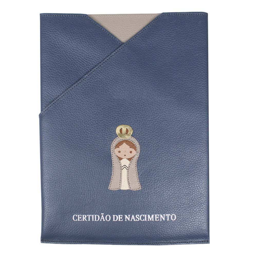 Porta Certidão de Nascimento Nossa Senhora em Couro Personalizado