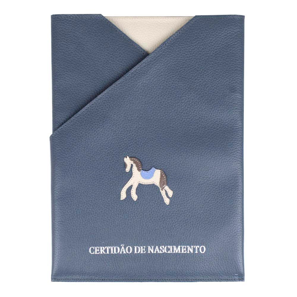 Porta Certidão de Nascimento Cavalo Joca em Couro Personalizado