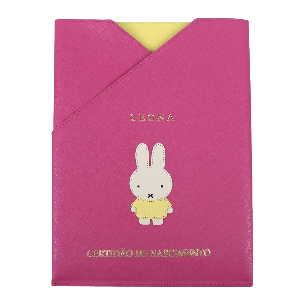 Porta Certidão de Nascimento Petit Lapin em Couro Personalizado