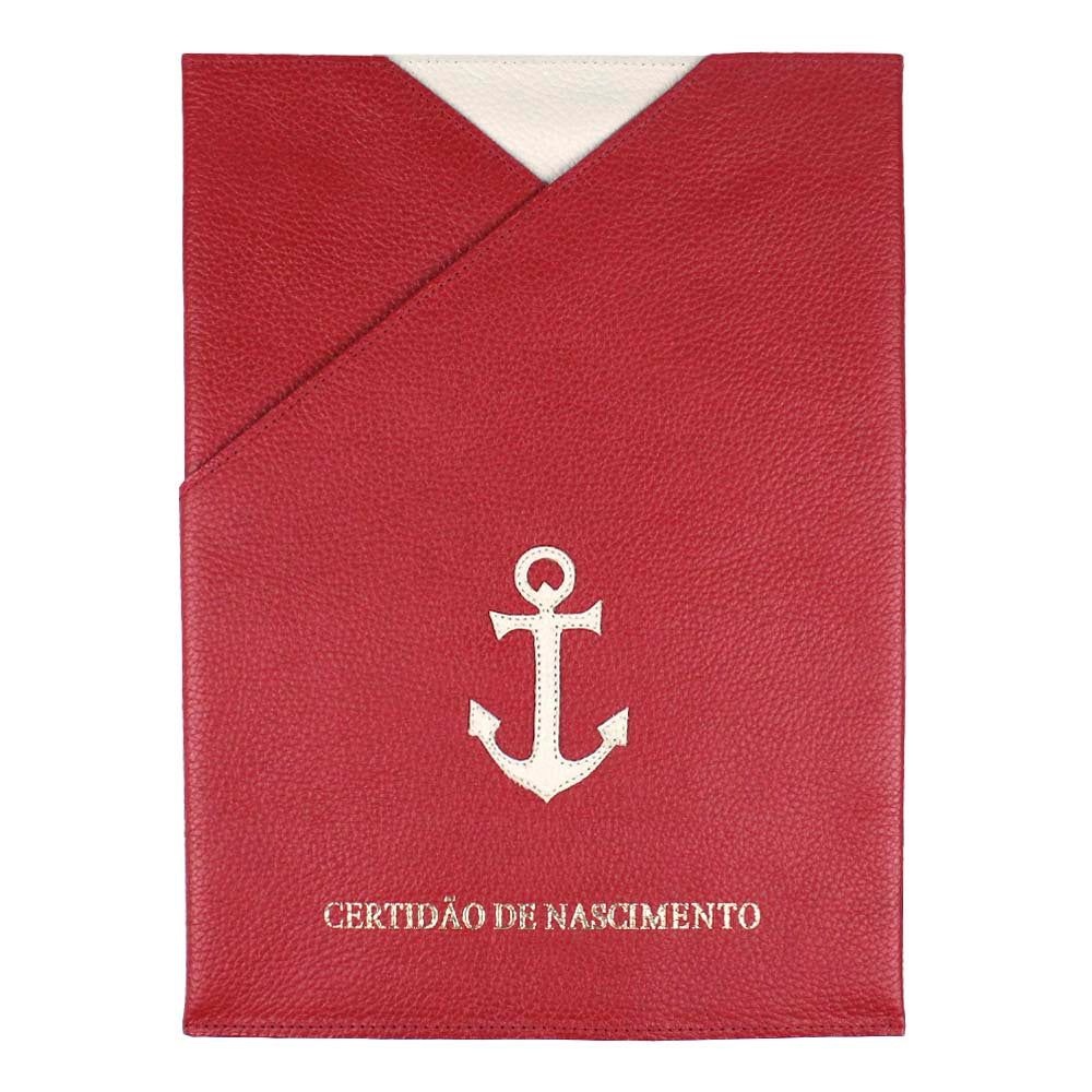 Porta Certidão de Nascimento Marinheiro em Couro Personalizado