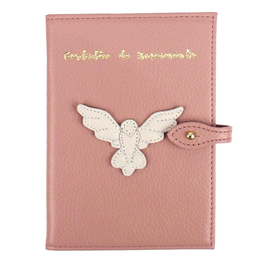 Porta Mini Certidão de Nascimento Divino Espirito Santo em Couro Personalizado