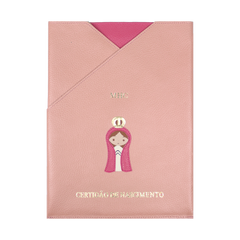 Porta Certidão de Nascimento Nossa Senhora em Couro Personalizado