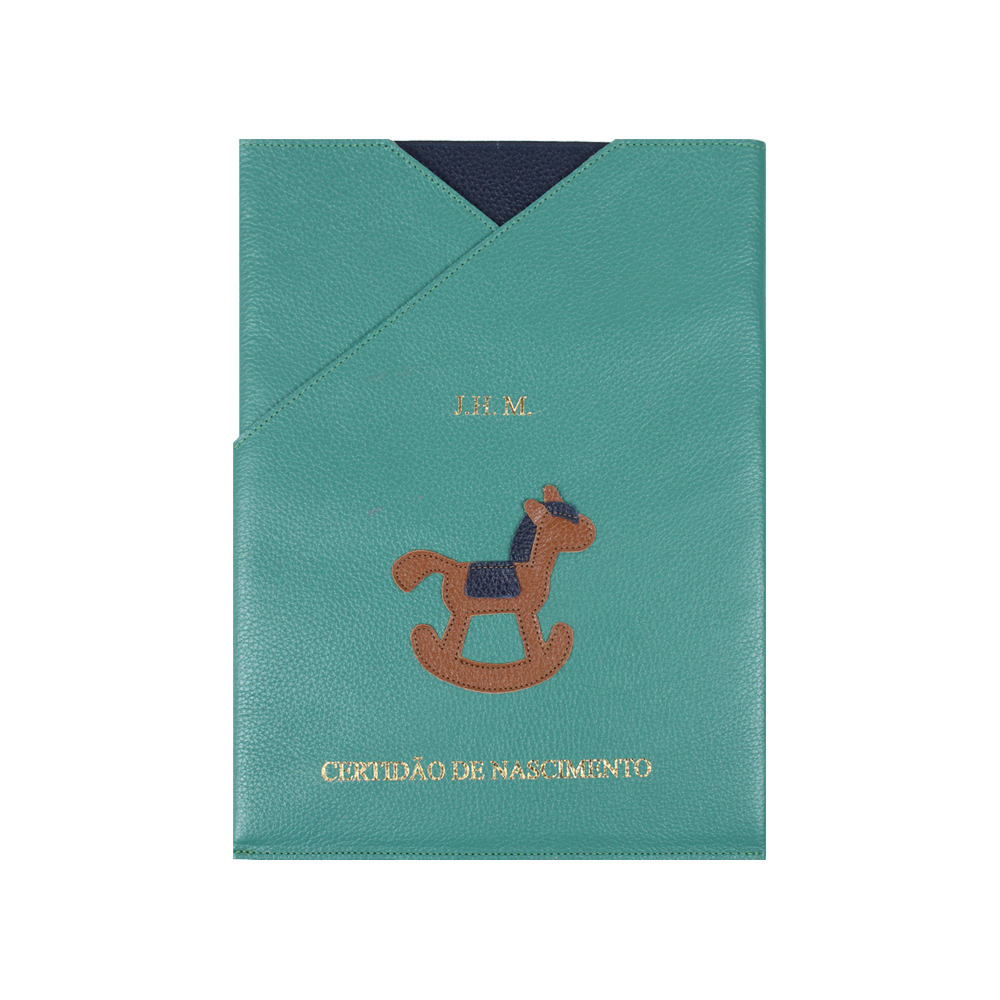 Porta Certidão de Nascimento Little Horse em Couro Personalizado