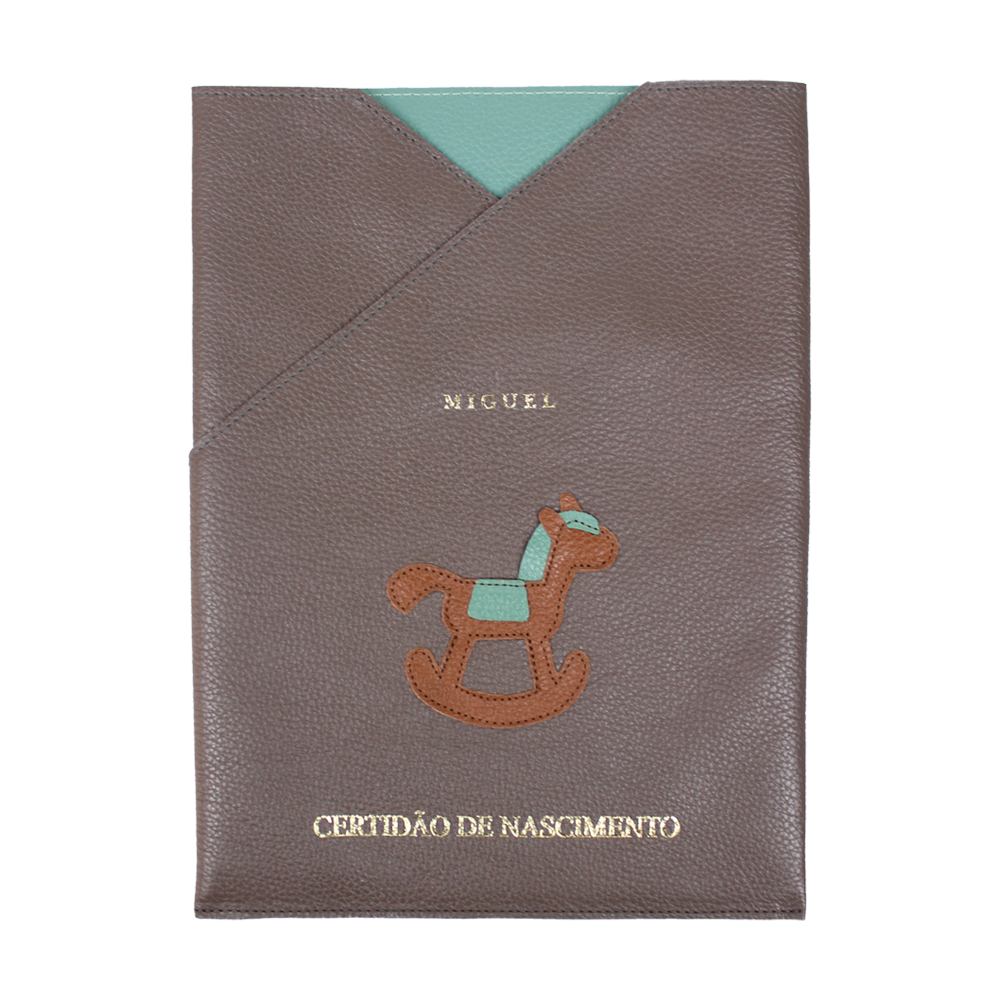 Porta Certidão de Nascimento Little Horse em Couro Personalizado