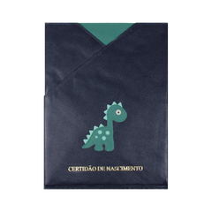 Porta Certidão de Nascimento Little Dino em Couro Personalizado