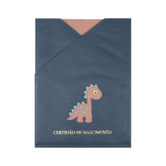 Porta Certidão de Nascimento Little Dino Oceano com Algodão Doce Liso e Menta Liso Pronta Entrega