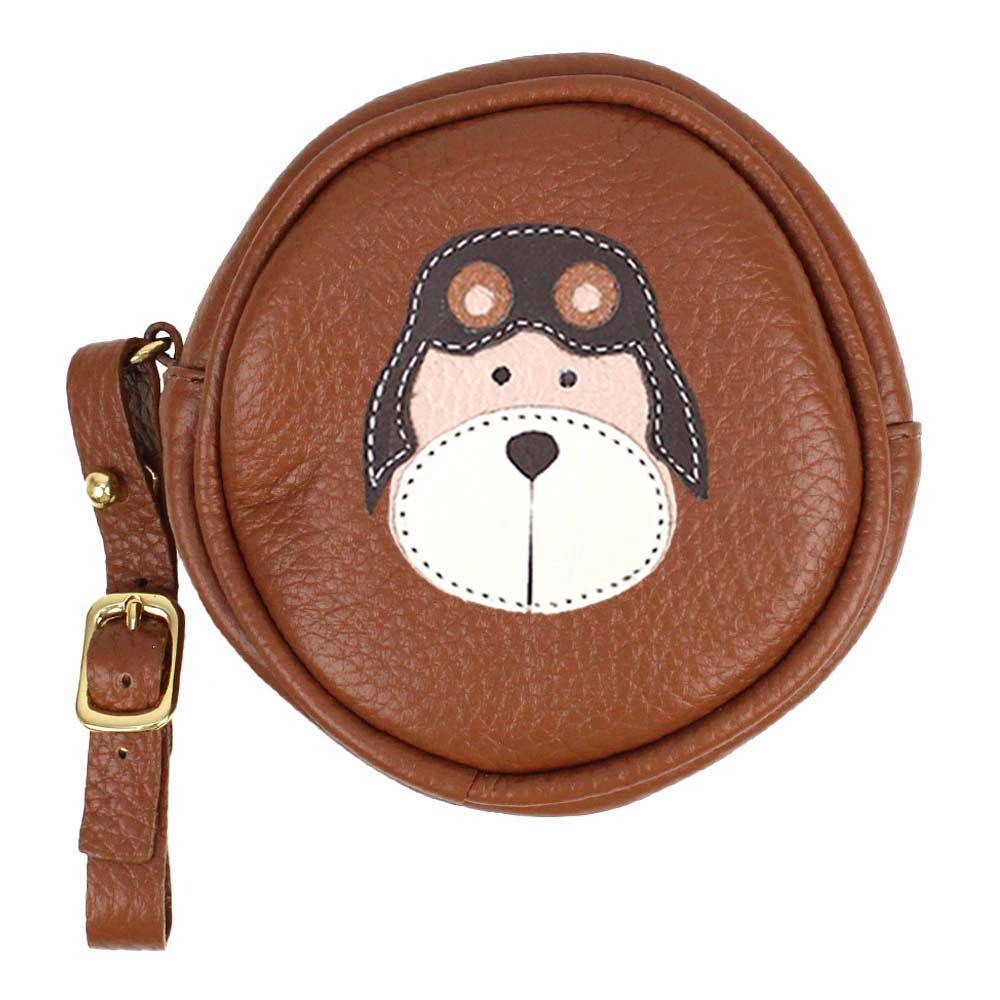 Porta Chupeta Urso Aviador em Couro Personalizada