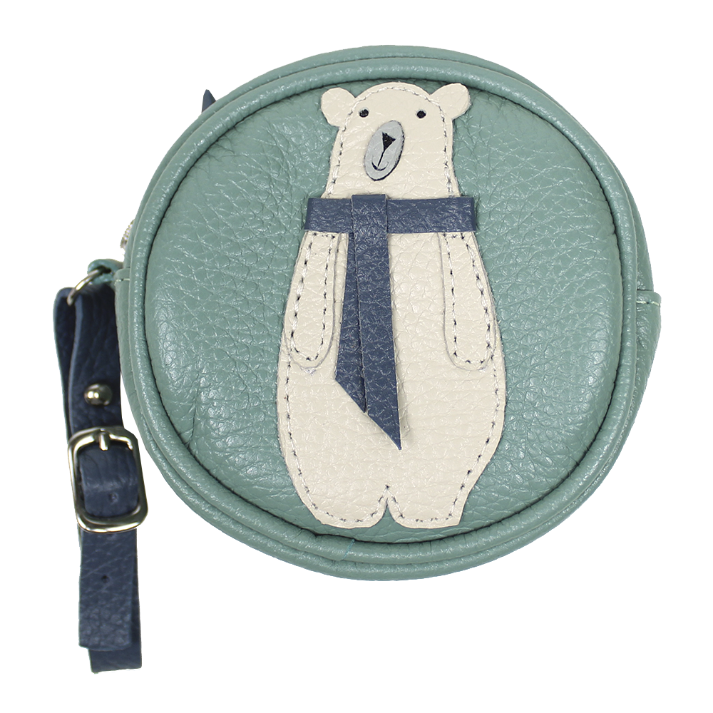Porta Chupeta Urso Polar em Couro Personalizada